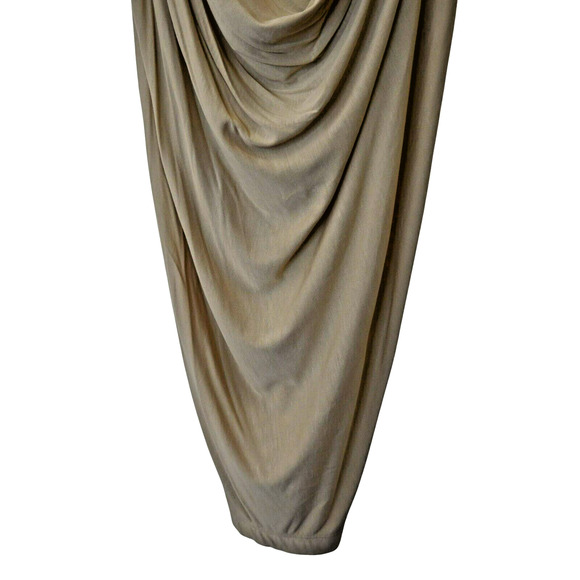 Malene Birger Midi Dress Size Small Tan Ruched Loose Sleeveless Back Cutout - Picture 3 of 7